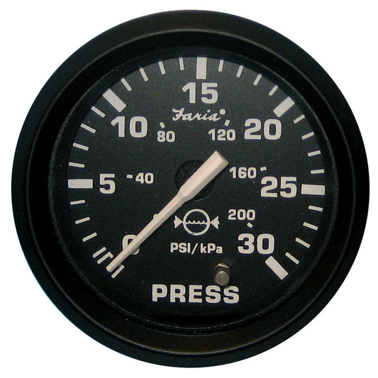 Faria Euro Black 2" Water Pressure Gauge (30 PSI) [12810]