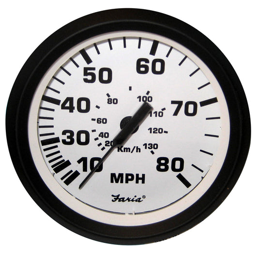 Faria Euro White 4" Speedometer - 80MPH (Pitot) [32910]