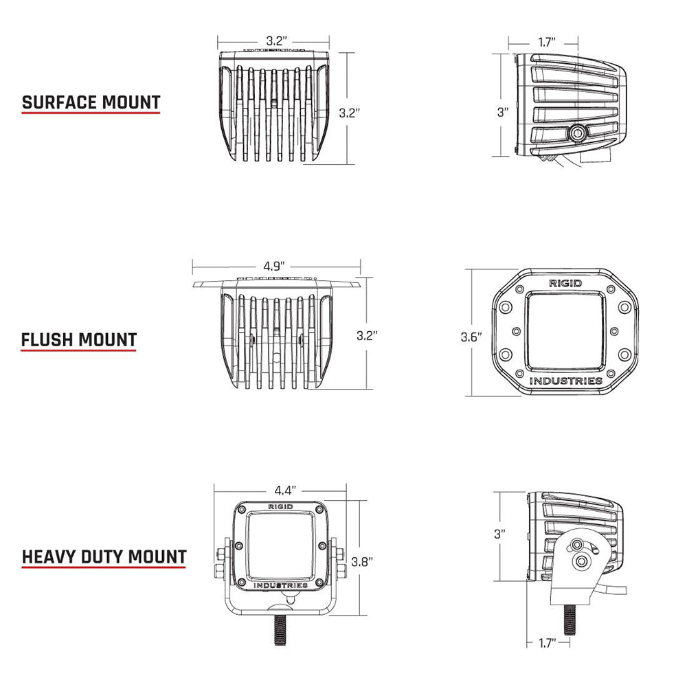 RIGID Industries D-Series PRO Hybrid-Spot LED - Pair - Black [202213]