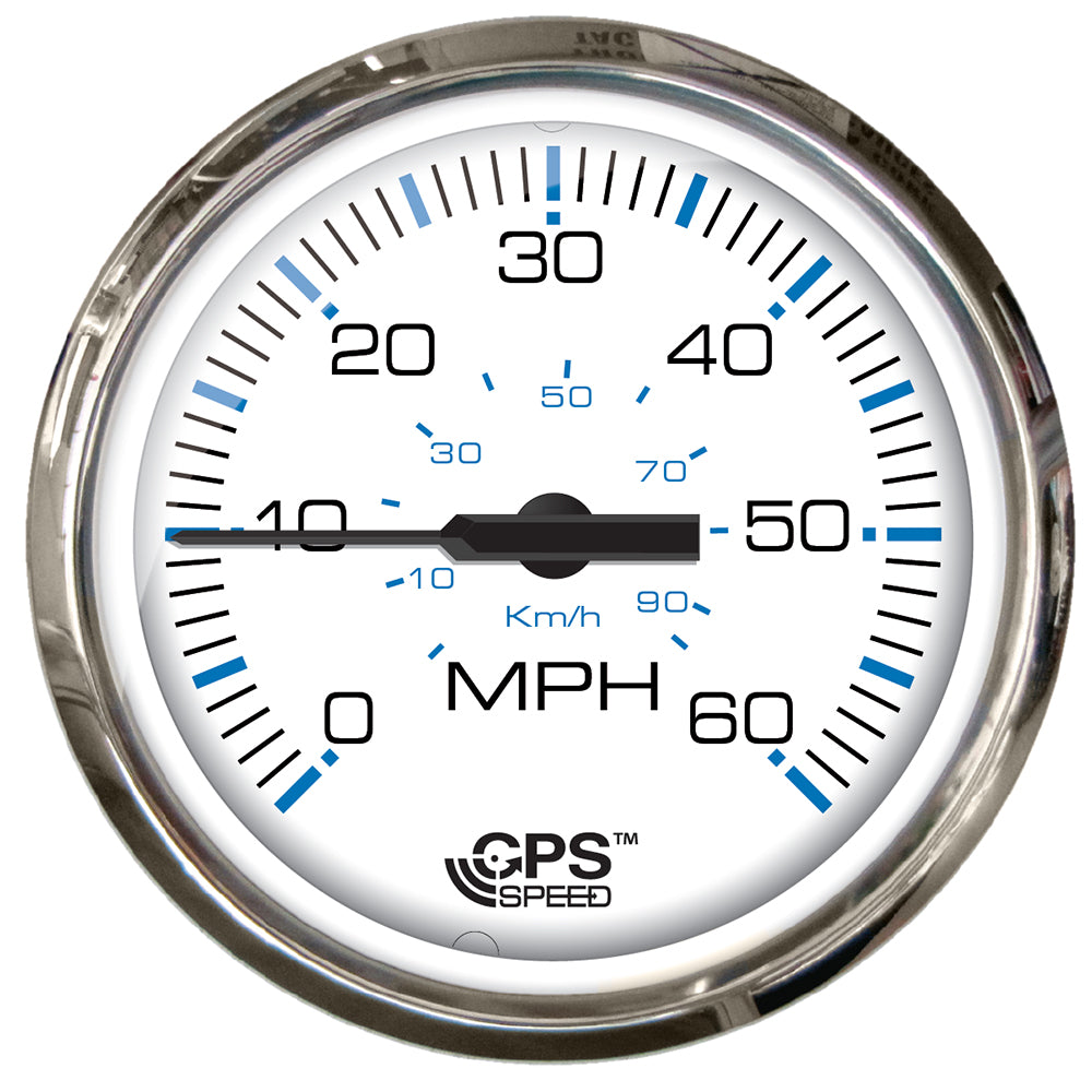 Faria Chesapeake White SS 4" Studded Speedometer - 60MPH (GPS) [33839]