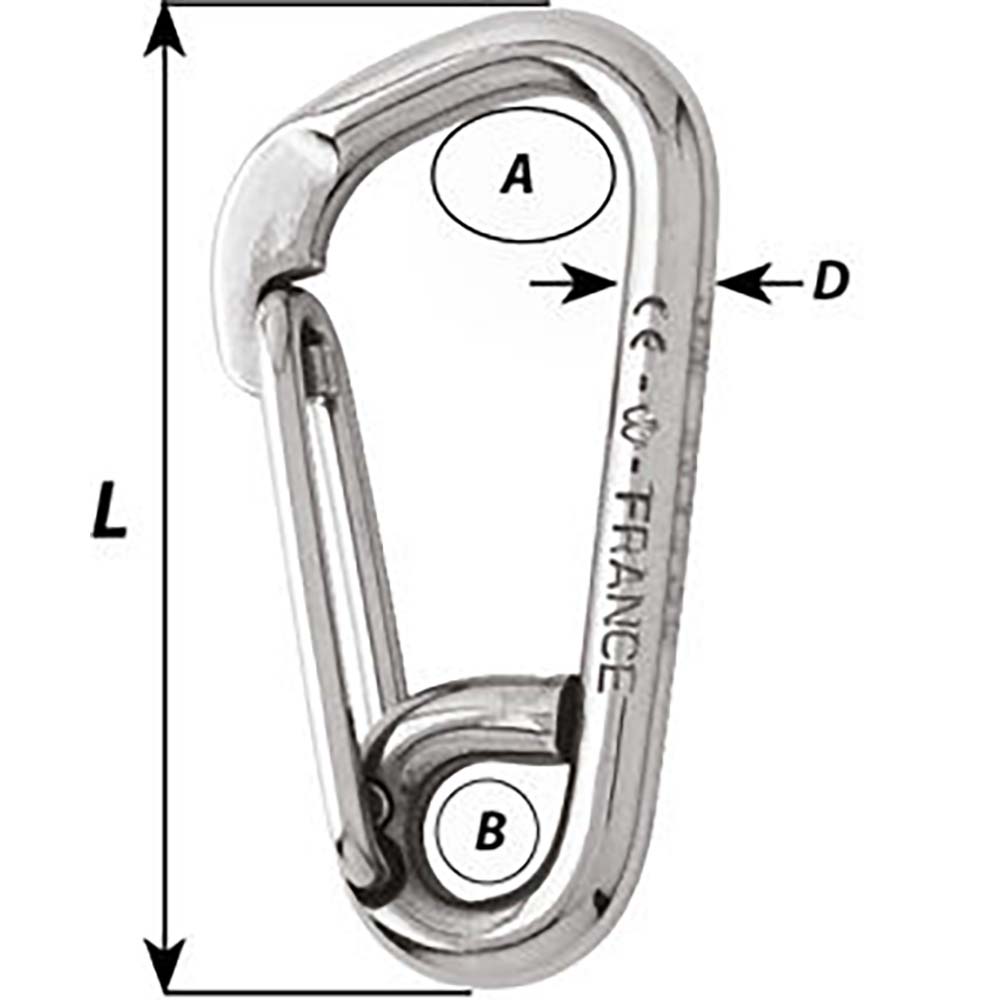 Wichard Asymmetric Carbine Hook - Length 170mm - 15/32" [2328W]